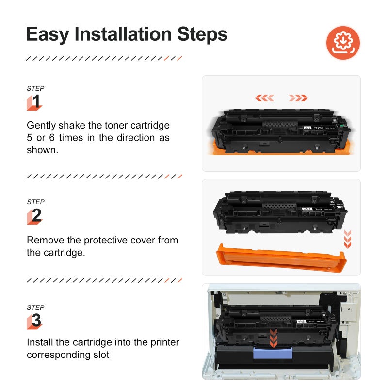 v4ink 410X Toner Cartridge Remanufactured Replacement for HP 410A 410X CF410A CF410X CF411X CF412X CF413X 4-Pack Toner Set for Color Pro MFP M477fnw M477fdw M477fdn M452dn M452dw M452nw M377dw Printer - Image 5